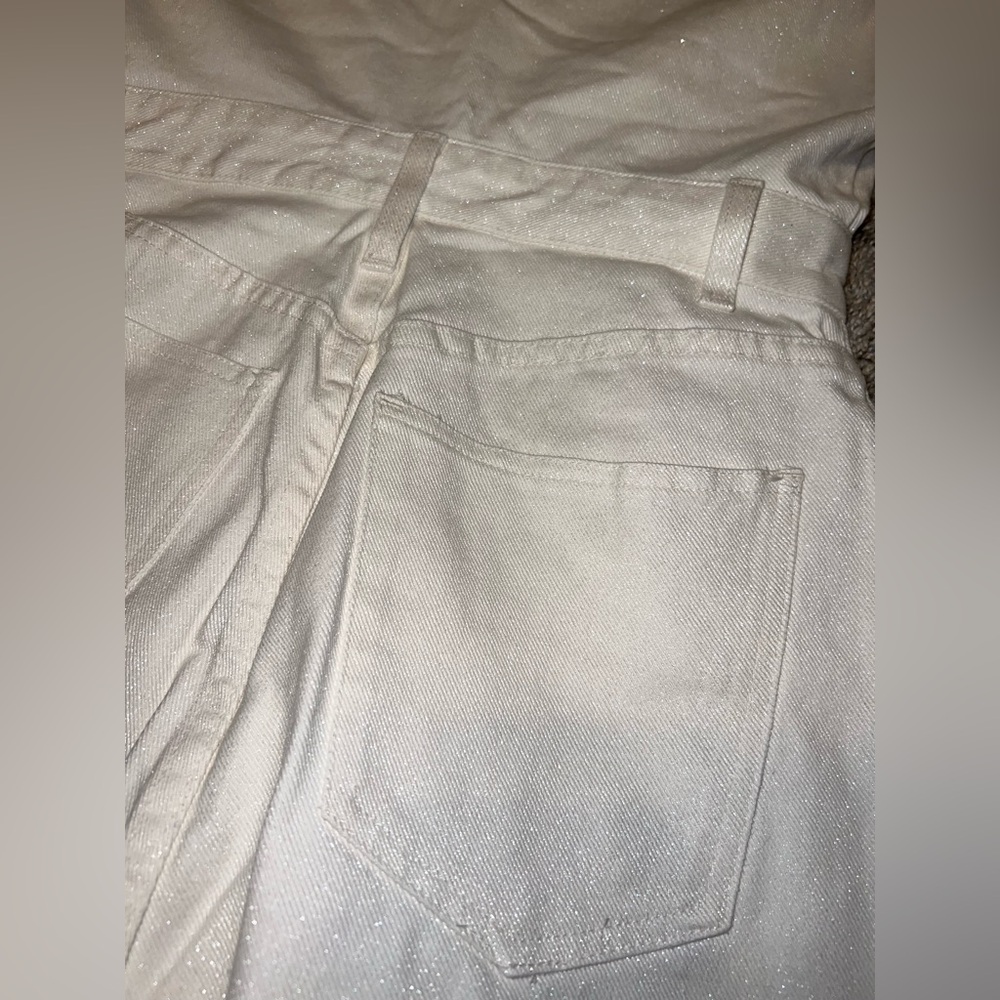 NWT Zara Denim TRF Shimmery Playsuit Oyster White Size Small - Picture 11 of 11